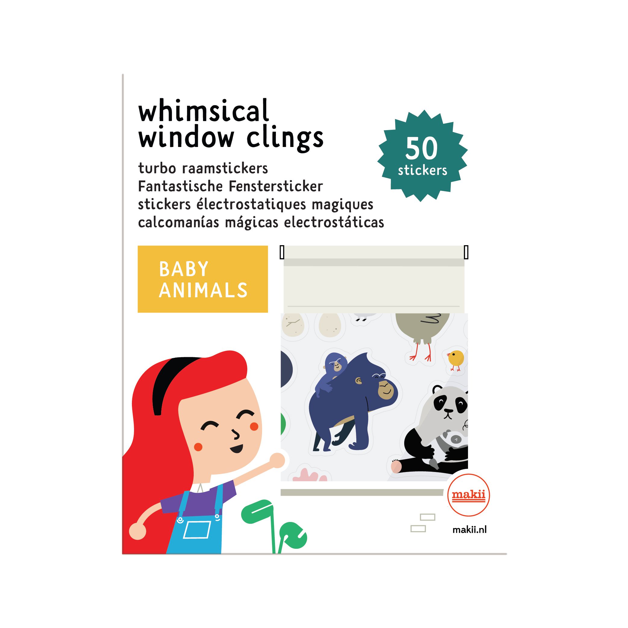 Makii Turbo Raamstickers Baby Dieren